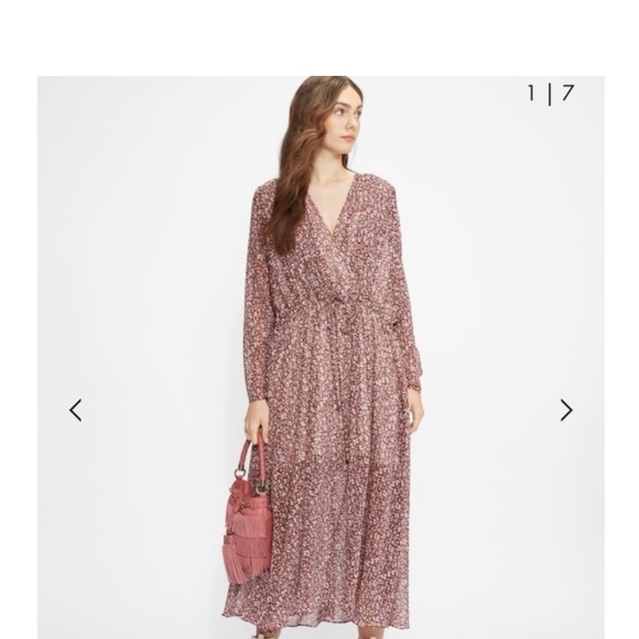 Ted Baker Floral V-Neck Maxi Dress - Brown/White, Size 3 (US 8-10) Excellent - Picture 2 of 10